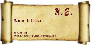 Marx Eliza névjegykártya